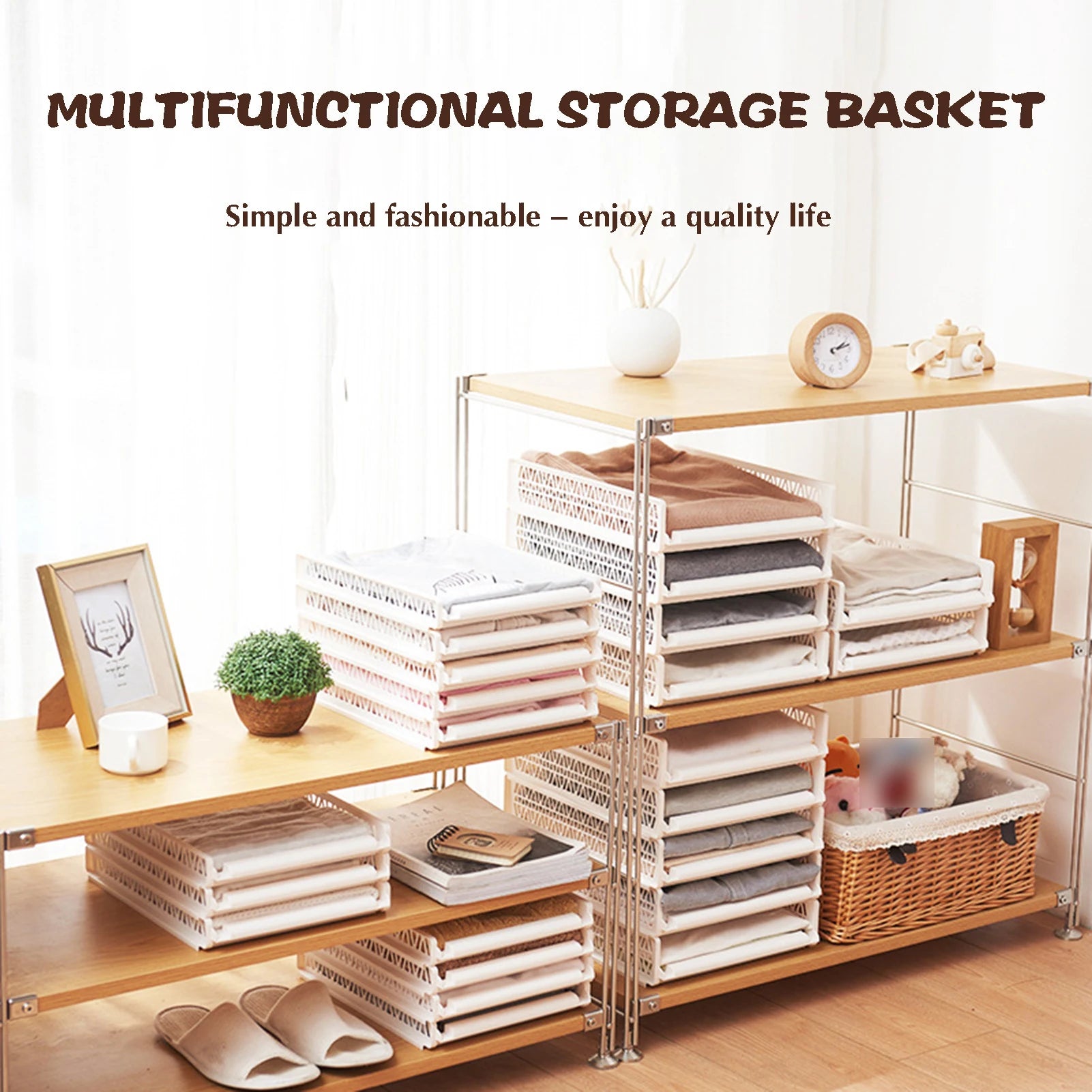 Bedroom Storage Shelves Wardrobe Closet Layered Partitions Home Drawers Organizer Stackable Storage Box Space Separation Tool Oasis Select