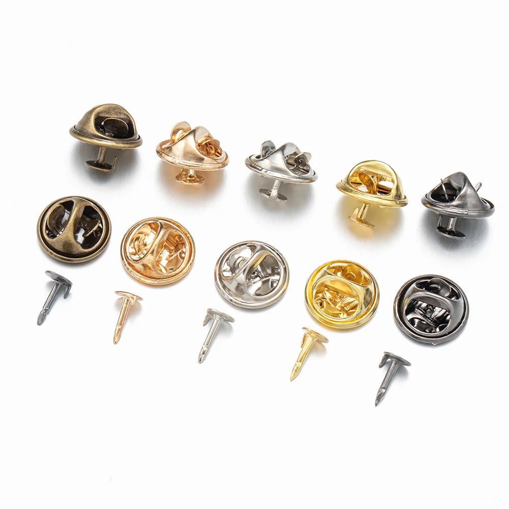 50pcs Nail Tie Tack Lapel Pin Back Clutch Scatter Butterfly Clasp Squeeze Round Pinch Clip Brooch Jewelry Crafts Oasis Select
