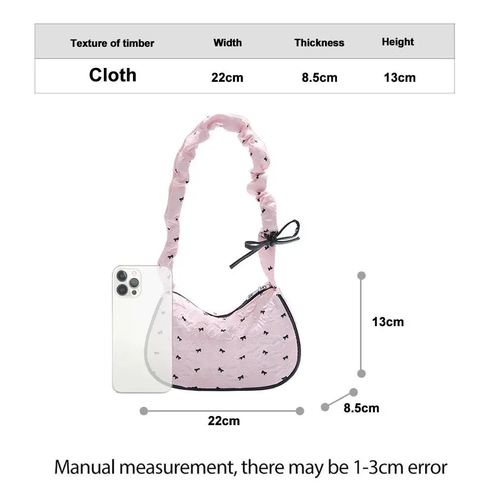 Korean Bow Shoulder Bag – Large Canvas Hobo Handbag for Women