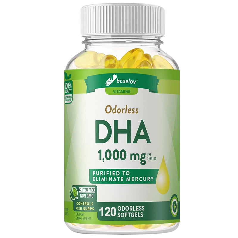 Bcuelov High Potency DHA Capsules – Brain & Cognitive Support DHA Brain Supplement Oasis Select 120capsule-A bottle