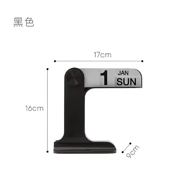 Ins Creative Flippable Calendar Rotatable Desk Calendar Art Crafts Ornaments Home Decoration Accessories for Livingroom Office Oasis Select Black