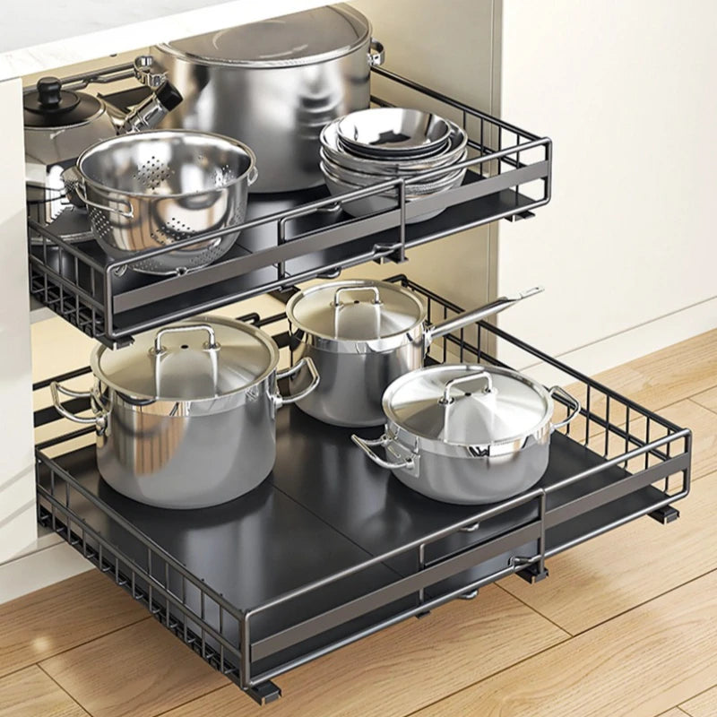 Kitchen retractable storage rack No punching, drawer type, pots, seasonings, dishes, basket, sink, pull rack Oasis Select
