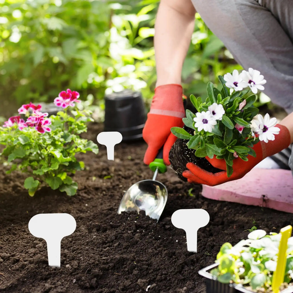 100Pcs Garden Tags White Garden Labels Plant Waterproof Classification Sorting Sign Tag Ticket Plastic Writing Plate Board Oasis Select