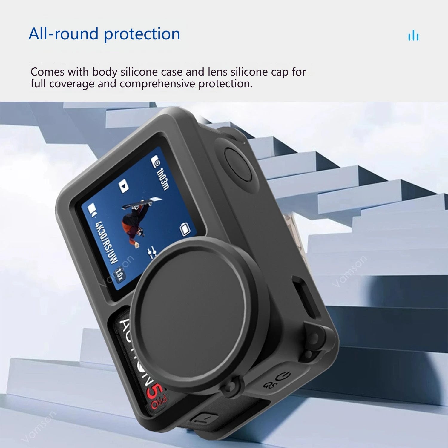 DJI Osmo Action 5 Pro Silicone Case + Lens Cap Cover