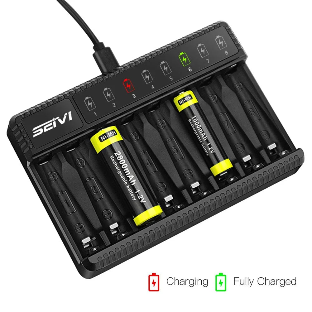 Universal Desktop 8 Slots Rechargeable Batteries Smart Charger LED Display for 1.2V AA/AAA NiMH Rechargeable Batteries SW-8N Oasis Select