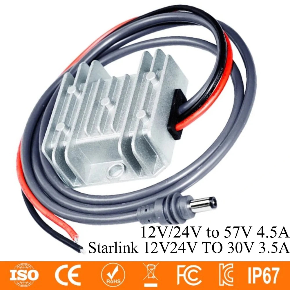 Starlink 12V24V TO 30V 3.5A Boost Power Supply 12V/24V to 57V 4.5A Step Up DC Converter 9-28V DC Regulator for Solar Panels Oasis Select