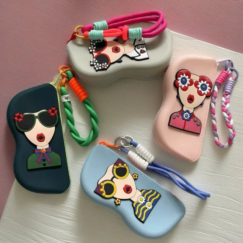 1pc Silicone Eyewear Case for Women, Vibrant Lanyard, Portable Glasses Pouch, Convenient Storage for Birthday Everyday Gift Oasis Select