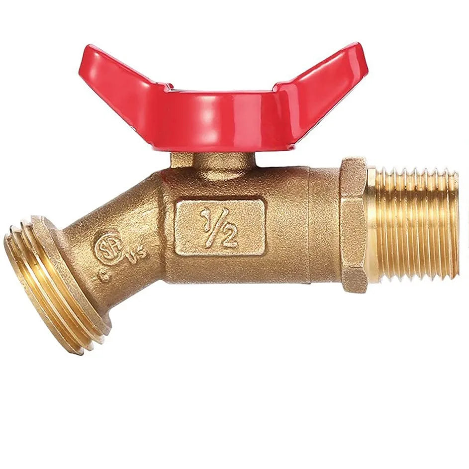 Brass Ball Valve Quarter Turn Water Tank Spigot Rain Barrel Valve with Bulkhead Fitting 1/2in Female 3/4in Male Thread Oasis Select 1-2