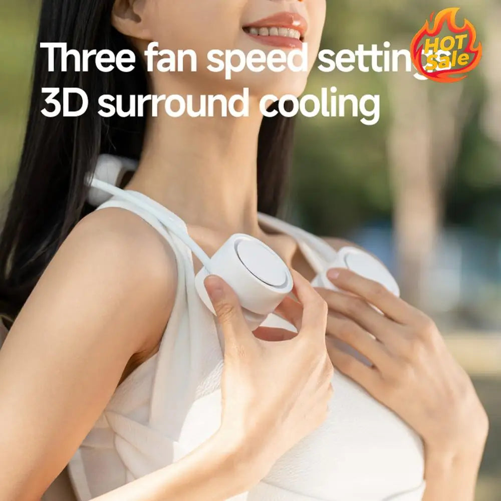 Portable Neck Fan 3 Speeds 360 Cooling Hands Free Personal Wearable Bladeless Fan Rechargeable for Travel Outdoor Indoor Oasis Select