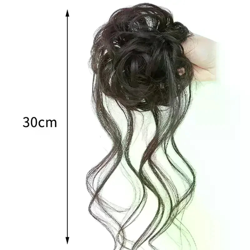 Wispy Dragon Bun Hair Extension – Messy Curly Clip-On Updo Clip-On Hair Extension Oasis Select