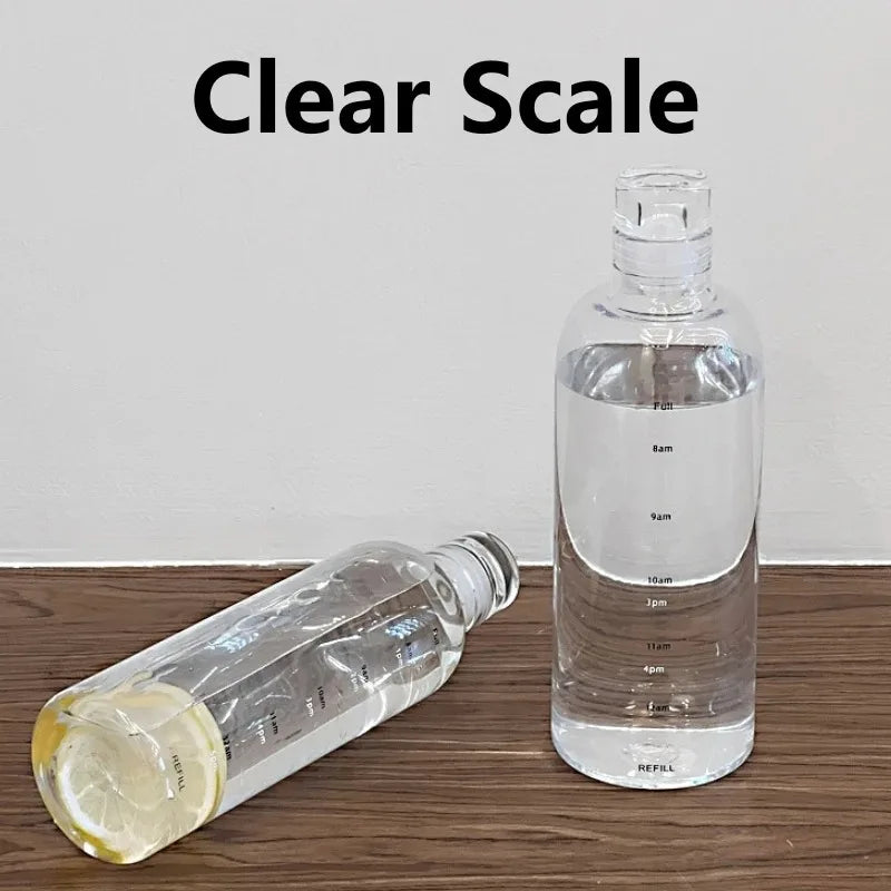 2pcs 300-1000ml Clear Glass Water Bottle Large Capacity with Time Marker Cover for Water Drink Outdoor Portable Milk Juice Cup Oasis Select