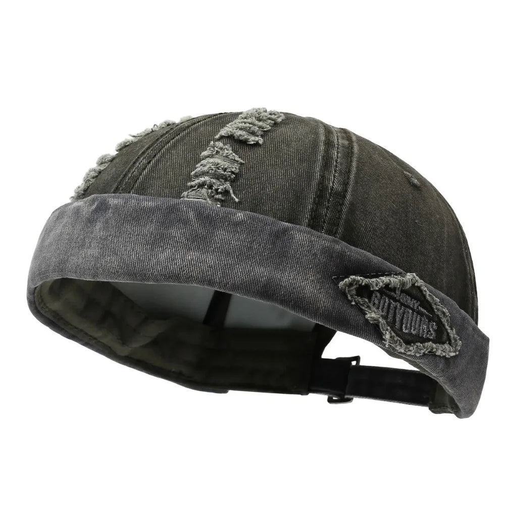 Casual Broken Hole Melon Skin Hat Lightweight Streetwear Hip Hop Cap Sun Protection Quick Drying Skullcap Outdoor Oasis Select Light Green