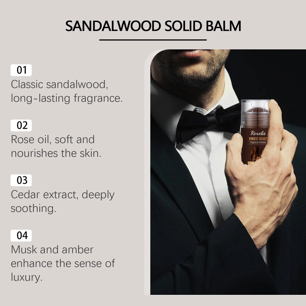 Sandalwood Solid Perfume for Men Woody Light Perfume Balm Long Lasting Fragrance Show Charms Odor Remover Deodorant Solid Balms Oasis Select