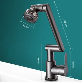 Mechanical Arm Universal Faucet Bathroom Kitchen Splashproof Faucet Bathroom Countertop Basin Hot and Cold Tap Faucet Accessorie Oasis Select Grey