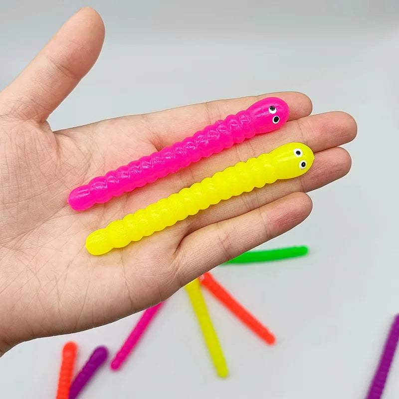 5 Pcs Stretchy Sensory Worm Strings TPR Textured Noodle Pulling Toys for Stress Relief and Relaxation Fidgets for Children Alike Oasis Select