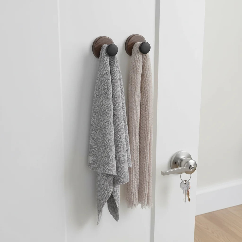 LEENKEA 2-Pack Wooden Suction Cup Hooks | No-Drill Wall Hooks Suction Cup Hooks Oasis Select
