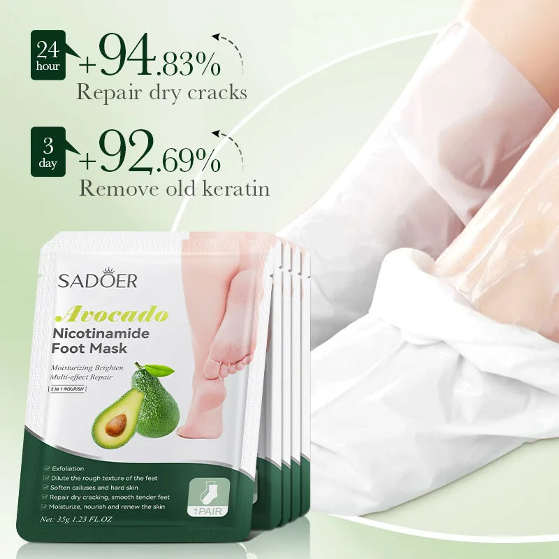 6 Pairs SADOER Fruits Foot Mask Moisturizing Foot Peeling Mask Exfoliating For Feet Spa Pedicure Exfoliant Feet Skin Care Oasis Select