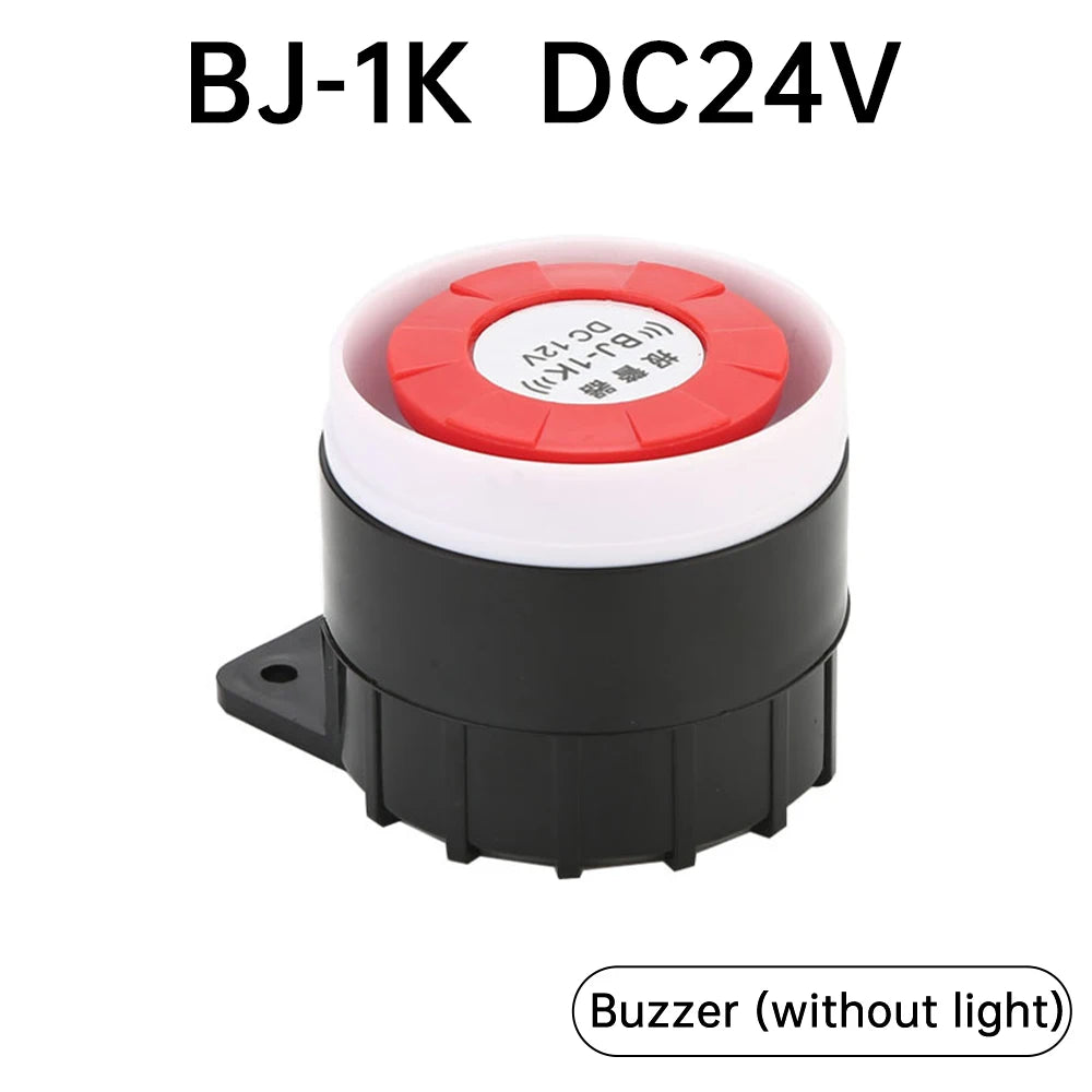 BJ-1K 12V 24V 220V Buzzer High Decibel Sound and Light Alarm Anti-theft Dual Audio Electronic Horn Waterproof Dustproof Oasis Select DC24V 1