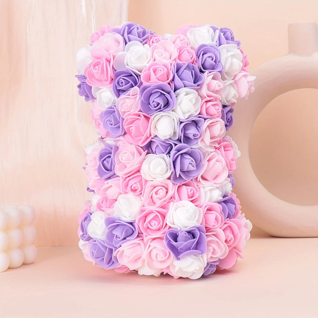 1 Multicoloured Rose Bear Realistic Foam Rose Flower Bear Christmas/Valentine's Day/Mother's Day/Anniversary/Wedding Gift Oasis Select