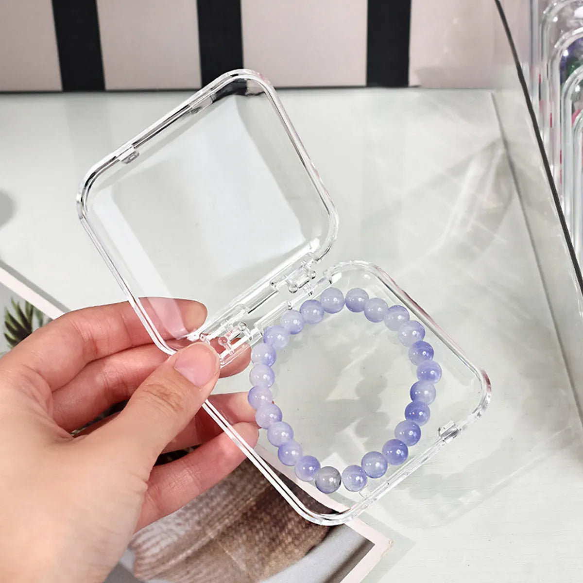 5pcs Transparent plastic storage box, bracelet, fake nail display box, multifunctional packaging box, jewelry box Oasis Select