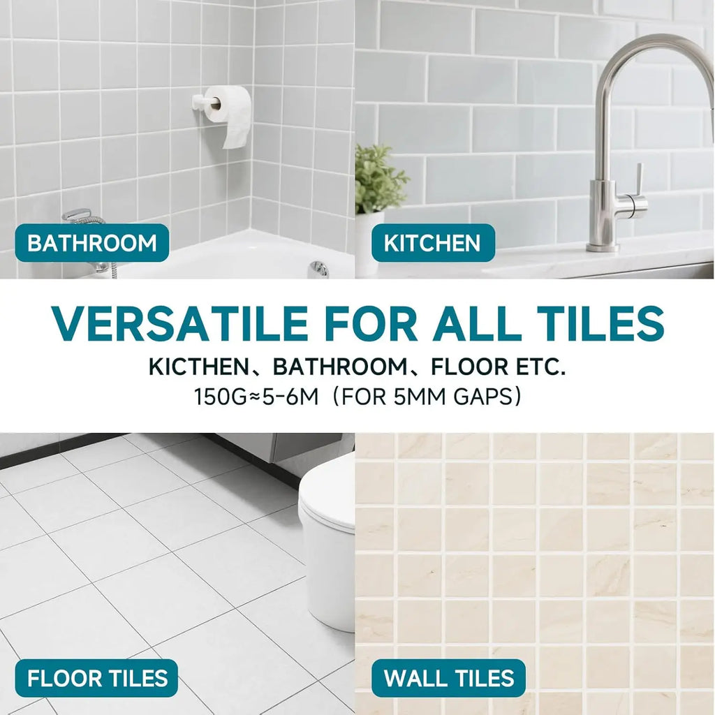 White Tile Grout Repair Kit Fast Drying Shower Filler Waterproof Wall Floor Joint Sealer Bathroom Kitchen Gap Restorer Hand Tool Oasis Select