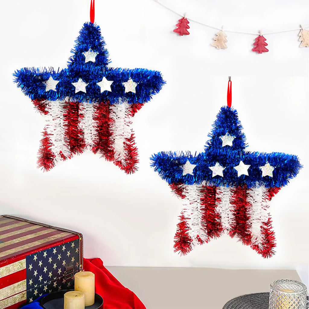 4th of July Wreath Pendant – Red White & Blue Star Door Hanging Holiday Door Hanging Oasis Select