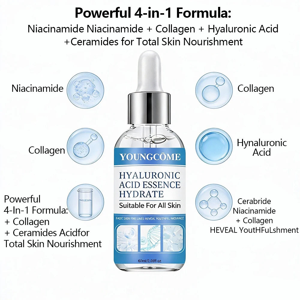 YOUNGCOME Hyaluronic Acid Collagen Facial Serum 40/60ml Facial Serum Essence Oasis Select