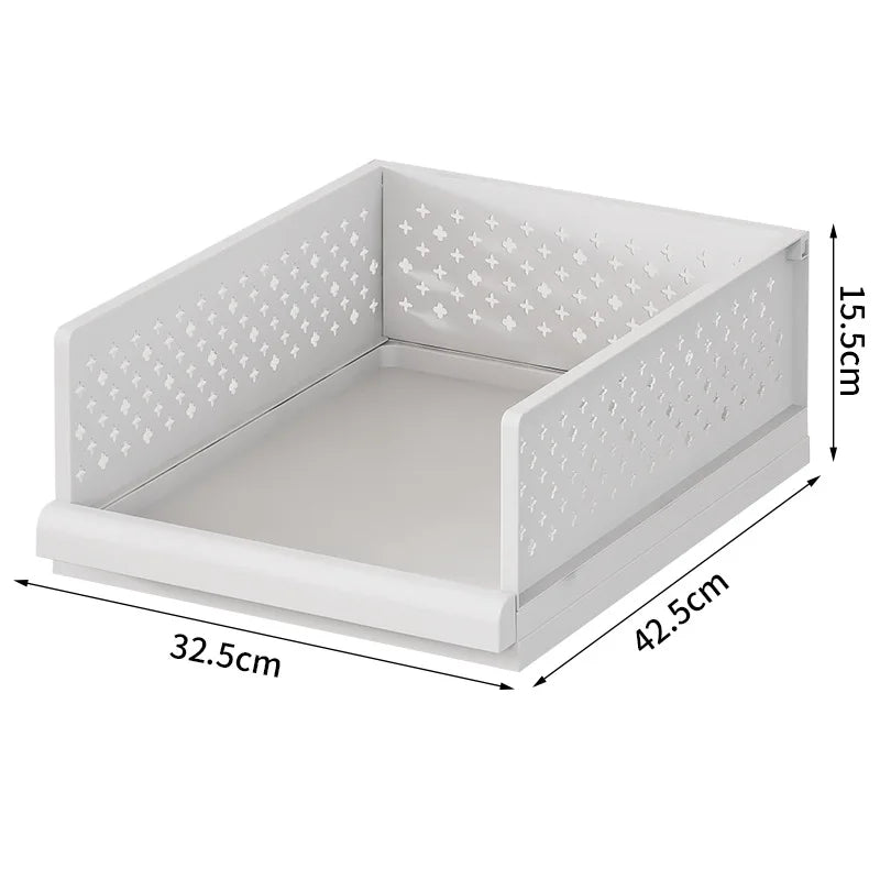 Drawer type clothes clothing storage box foldable pull-out wardrobe layered baffle pull basket layered pants storage box Oasis Select 1 layer - white