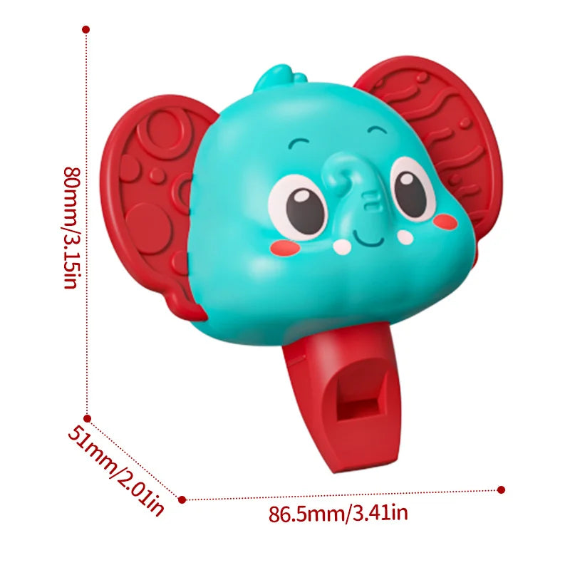 Baby Rattle Toy with Elephant Shapes - Sensory Development Toy for Infants & Toddlers, Mixed Colors - Hand-Eye Coordination, Oasis Select blue whistle