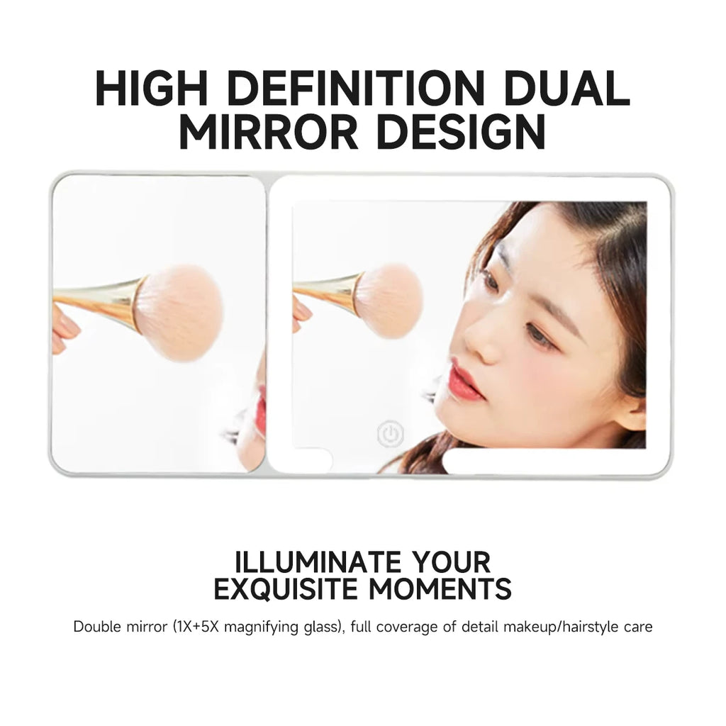 Car Sun Visor LED Makeup Mirror – HD 3X Magnifying & Dimmable