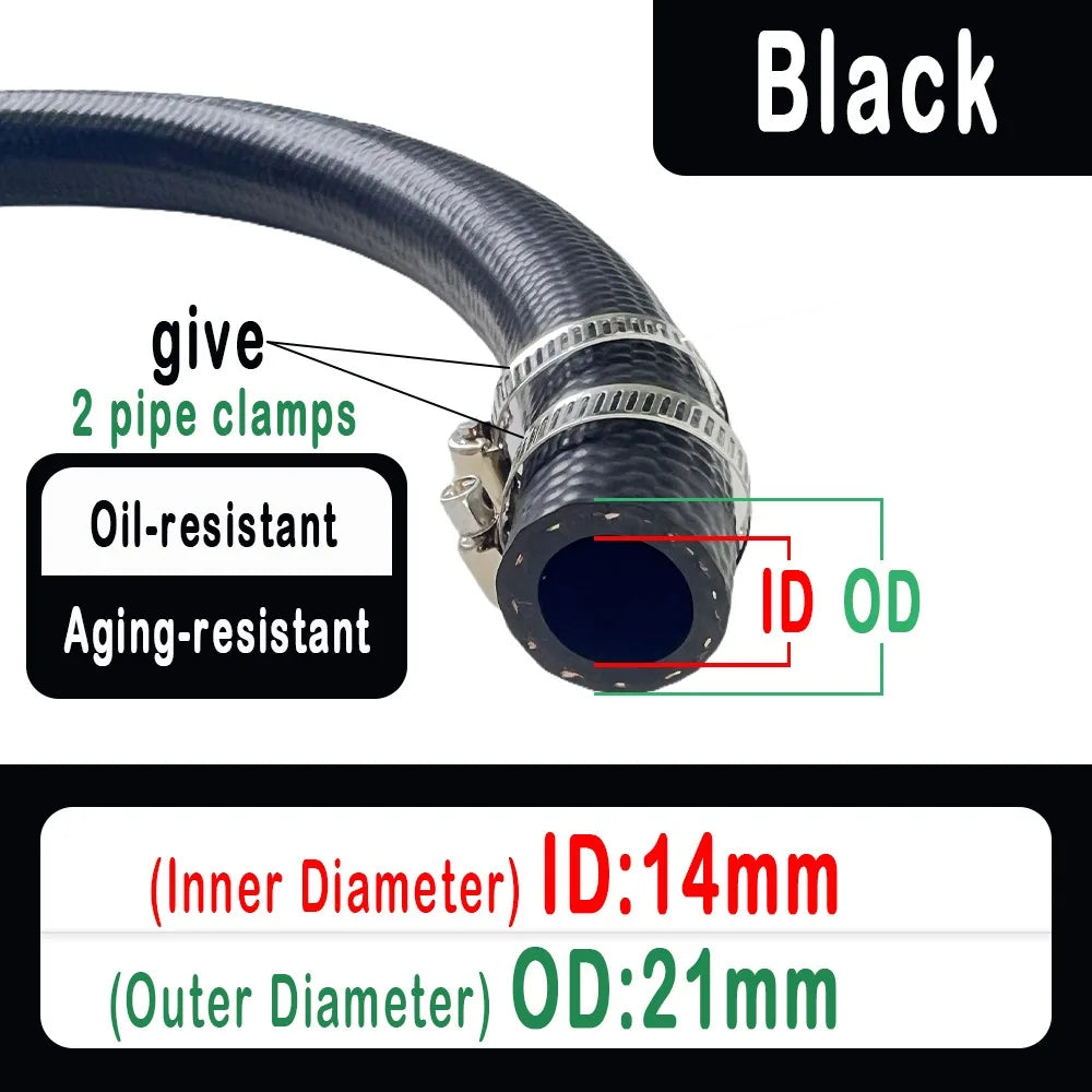 NBR Oil Resistant Car Fuel Hose 4–14mm ID + Pipe Clamps