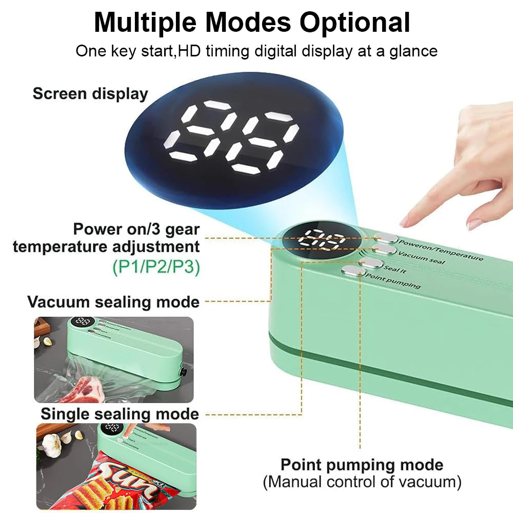 Food Vacuum Sealer Vacuum Packaging Machine for Food Mini Plastic Bags Sealer Automatic Household Food Vacuum Sealing Machine Oasis Select