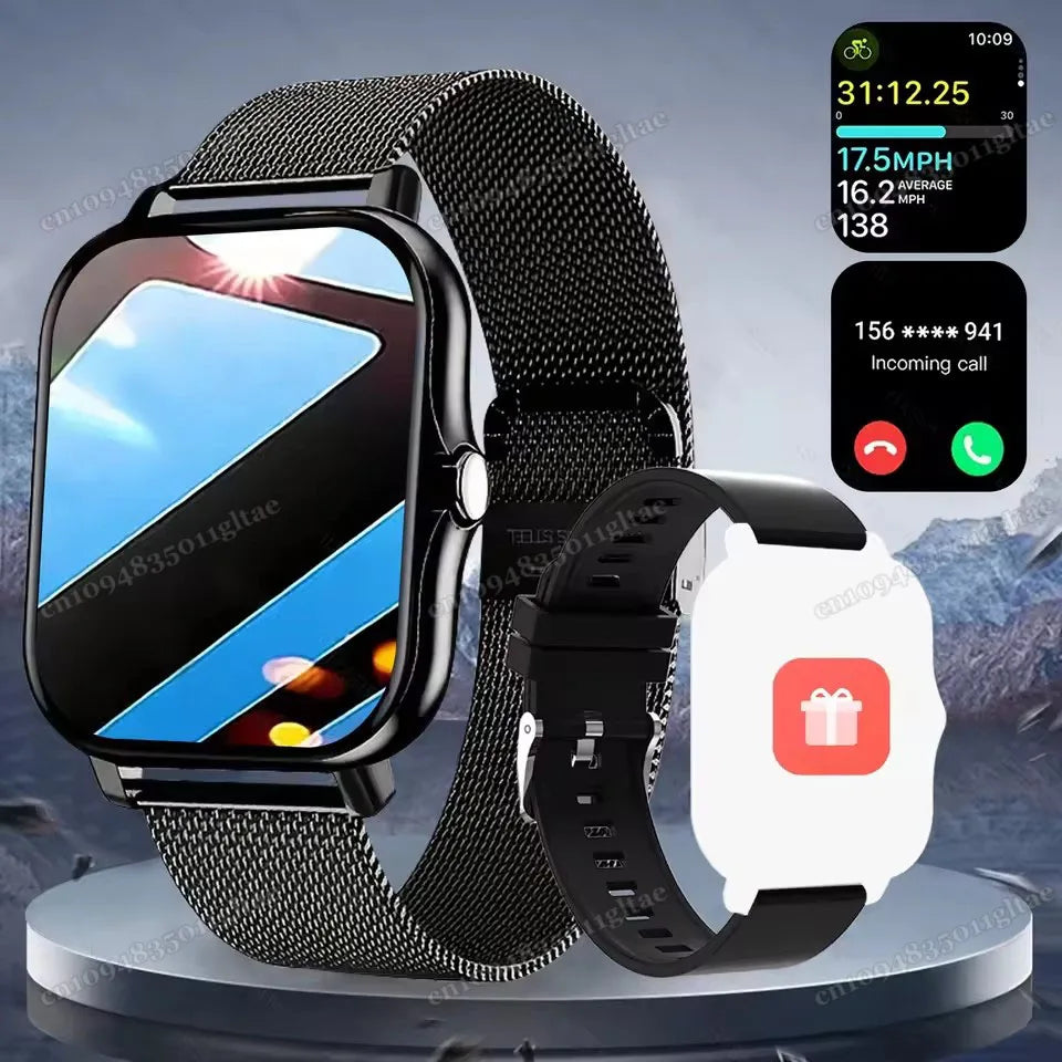 Smart Watch For Android IOS Watches 2.01inch HD Display Bluetooth Call Message Alert Music Sports Mode Smartwatch Men Women Gift Oasis Select Bk20Milan