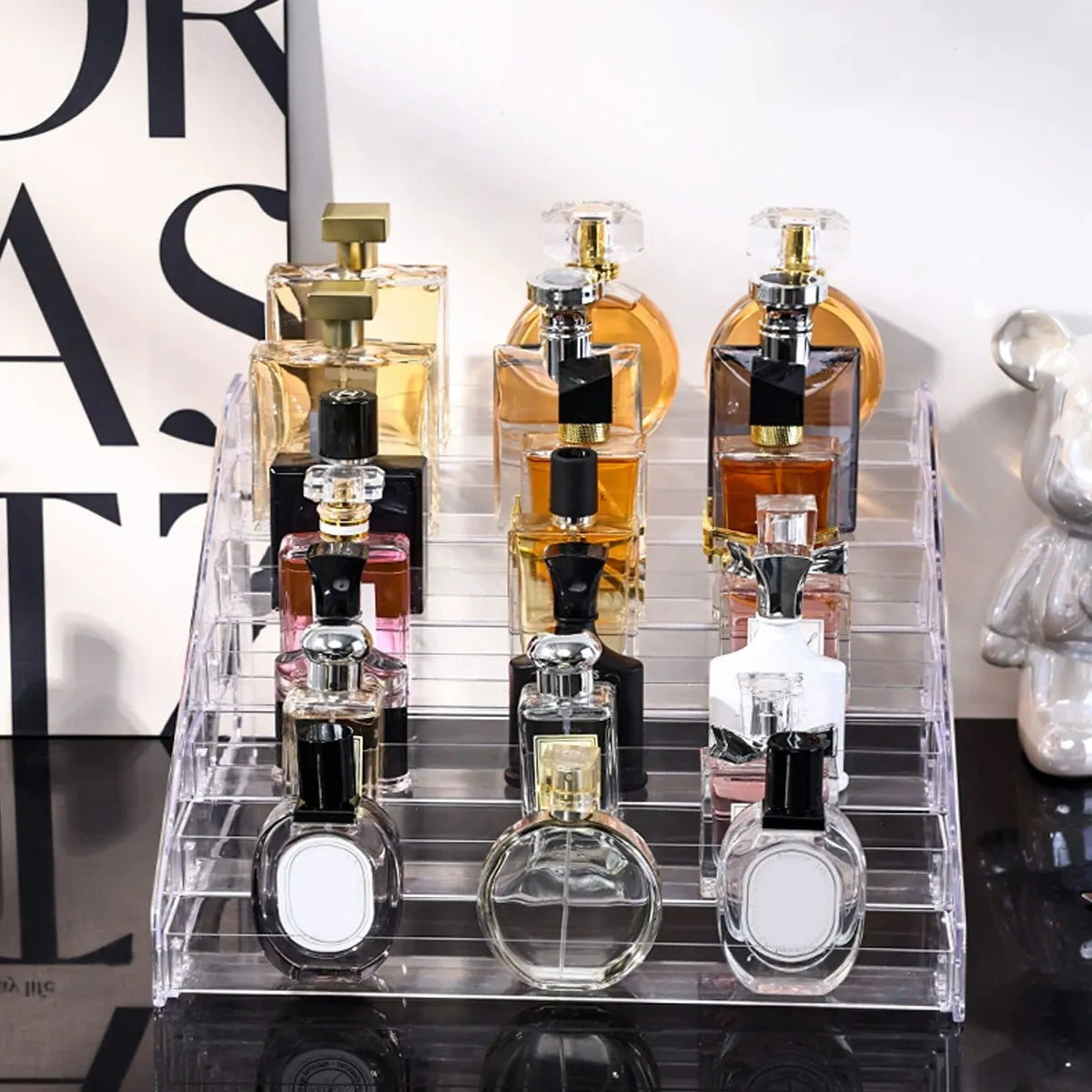 1pc,Transparent multi-layer perfume storage rack, cosmetics display rack, dressing table sorting rack, nail polish rack Oasis Select