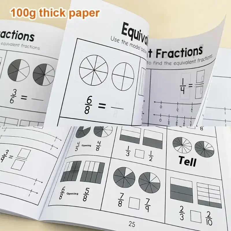 Basic Fraction Learn and Practice Training Workbook Fraction Fact Teacher Teaching Aids Primary School Math Cognitive Test Book Oasis Select