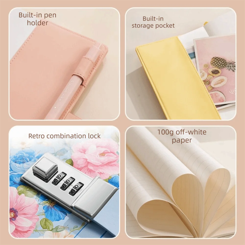Secure Lock Design Password Lock Notebook Simple Elegant Appearance Stylish Delicate A5 Notebook Compact Size Oasis Select