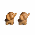 Hand-Carved Wooden Elephant Figurine | Mini Tabletop Ornament