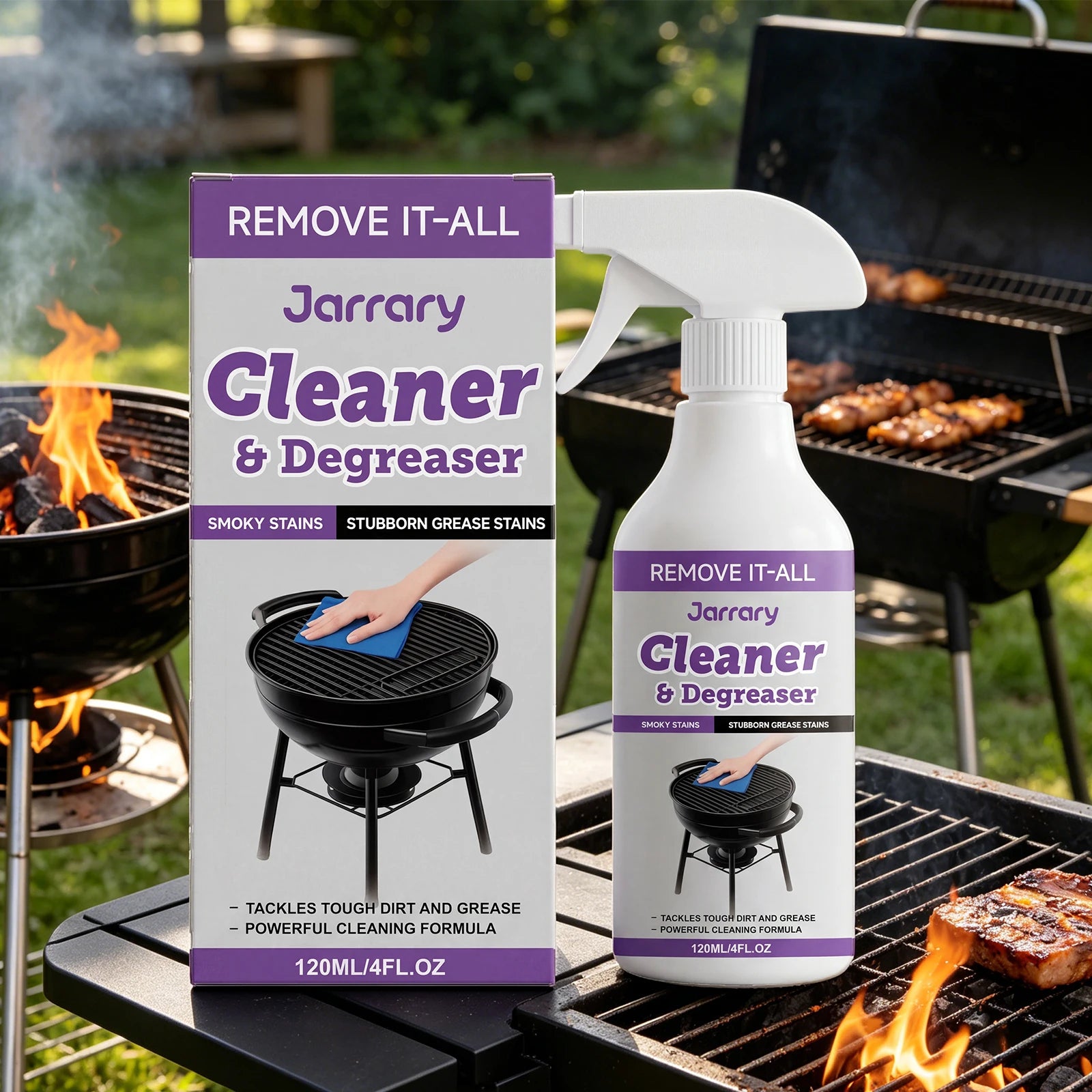 BBQ Grill Cleaner for Stubborn Grease & Smoky Stains Removal Restores Shine Multi-purpose BBQ Grill & Kitchen Cleaner Spray Oasis Select