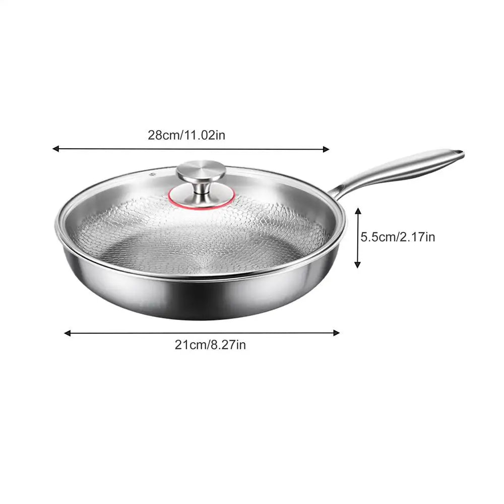 Frying Pan with Lid Titanium Pan Scratch-Resistant Skillet for Kitchen Outdoor Cooking Grilling Pancake Making Restaurant Oasis Select 28cm