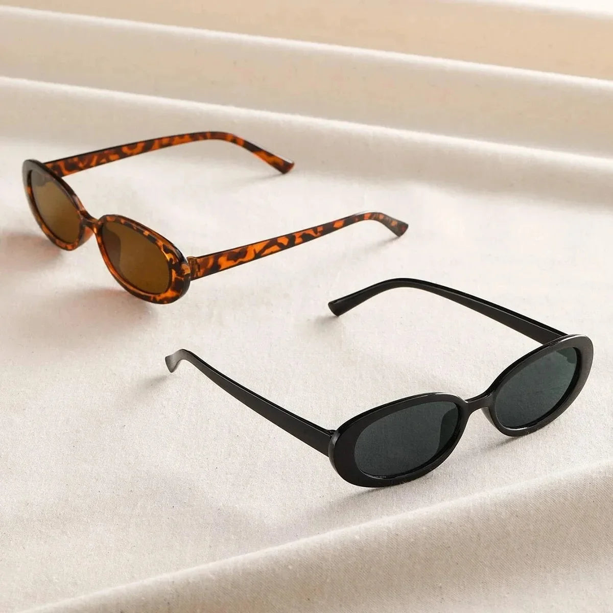 2PCS Women Small Oval Sunglasses Vintage Women's Brand Designer Sun Glasses Fashion UV Protection Shades Oasis Select