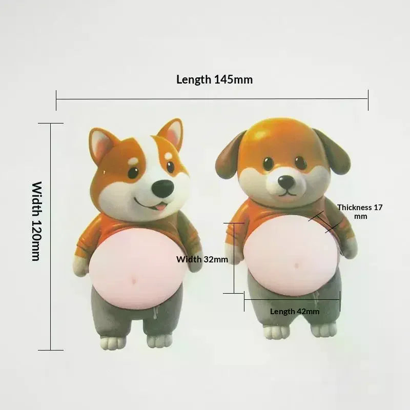 2pcs 3D Shiba Inu Stickers Cute Orange Chubby Silicone Self-Adhesive Decals for Apparel Oasis Select
