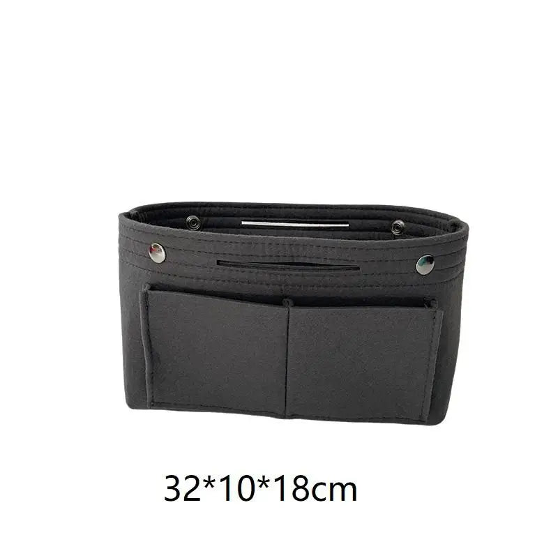 Felt Insert Bag Organizer | Multi-Pocket Travel Cosmetic Tote Bag Insert Organizer Oasis Select Dark gray L