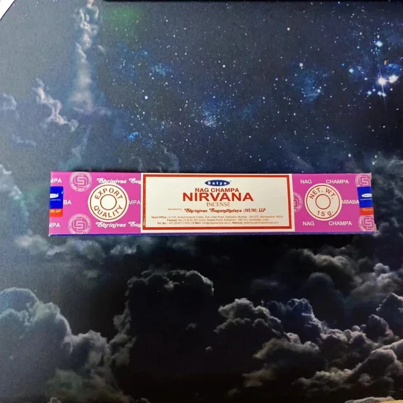 Original Satya Incense Stick Pack of 6 or 12 Boxes，natural Incense Sticks with Sandalwood，White Sage,PALO SANTO，NAGCHAMPA Scents Oasis Select NIRVANA 12 small boxes