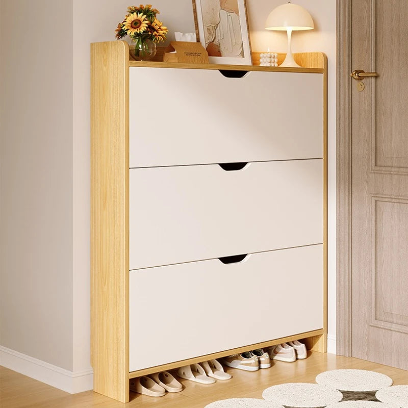 Solid wood shoe cabinet large-capacity multi-layer storage integrated of the home small narrow tipping bucket shoe Oasis Select