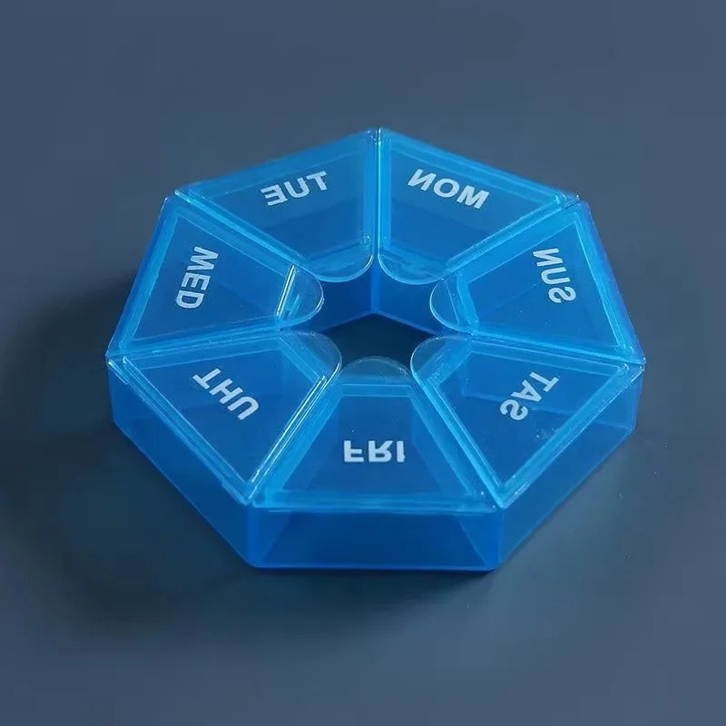 1/2/3pcs Portable Mini Seven Days Small Pill Box One Week Seven Days A Week Pill Organizers Multifunctional Medicine Case Oasis Select 1pcs-Blue
