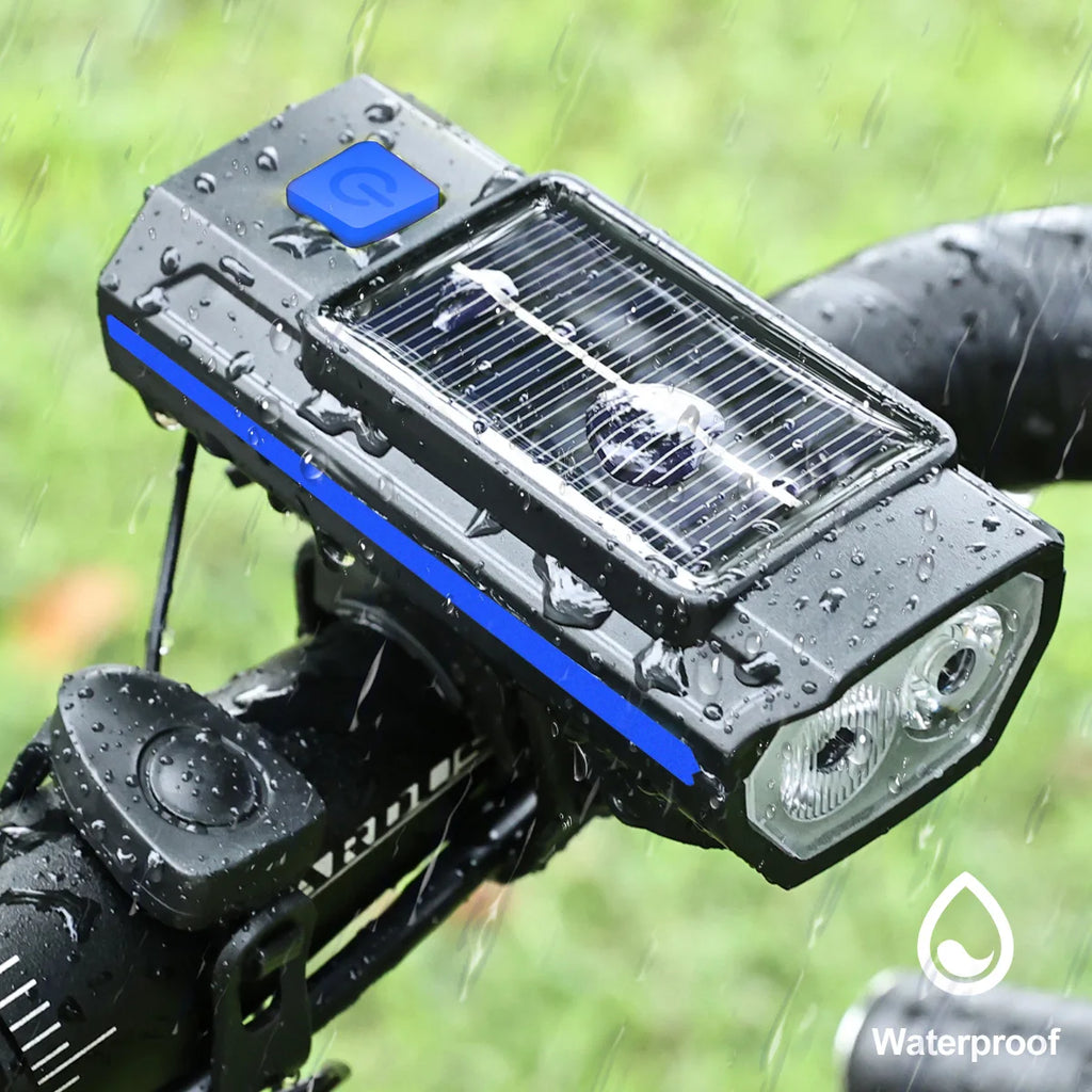 Solar Bicycle Light with Horn 120dB TYPE-C fast Charging MTB Road Bike Front Lamp Flashlight Bicycle Light 1200 mah Oasis Select