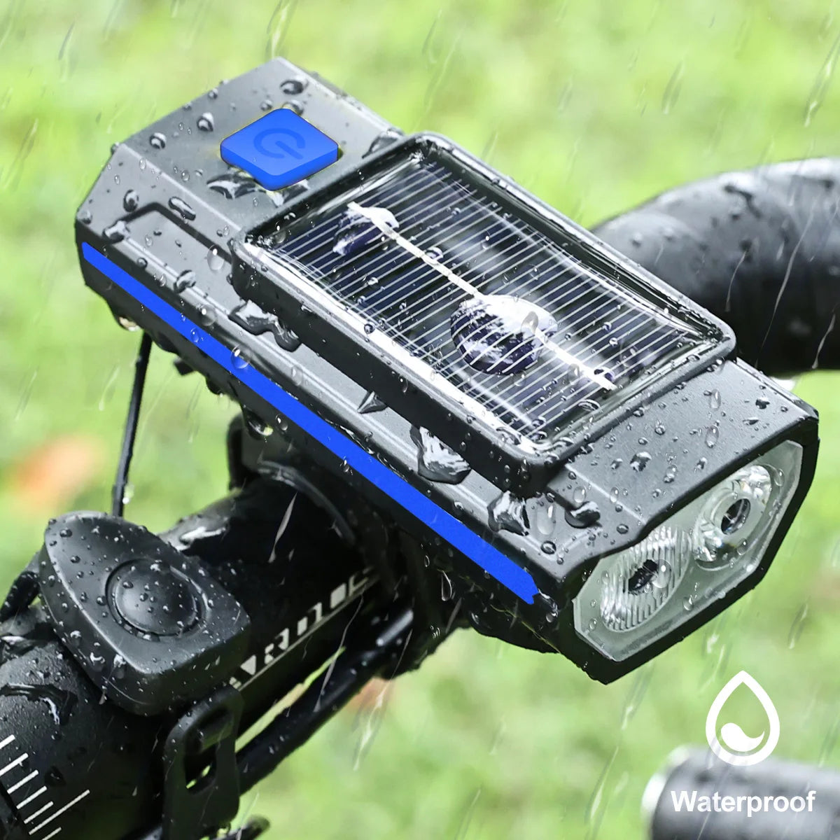 Solar Bicycle Light with Horn 120dB TYPE-C fast Charging MTB Road Bike Front Lamp Flashlight Bicycle Light 1200 mah Oasis Select