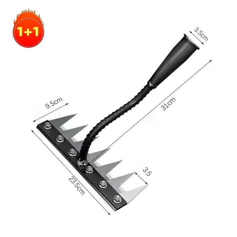 5/6/7/8 Teeth Carbon Steel Garden Hand Rake Agricultural Nail Harrow Detachable Multifunctional Farm Manganese Steel Metal Rake Oasis Select Seven-tooth x 2