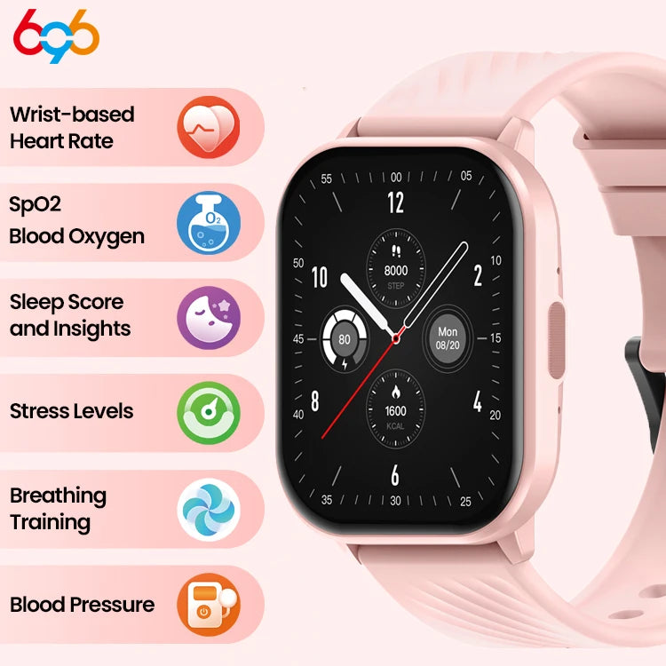 2.03' Smart Watch Men Fitness Tracker Message Push Blue Tooth Call Smartwatch Heart Rate Monitoring Games Sports Voice Assistant Oasis Select