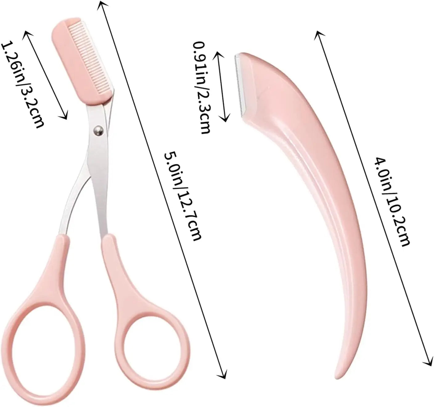 Precision Eyebrow Trimmer Set Stainless Steel Scissors Comb Curved Razor Facial Hair Remover Grooming Kit Unisex Beauty Tools Oasis Select